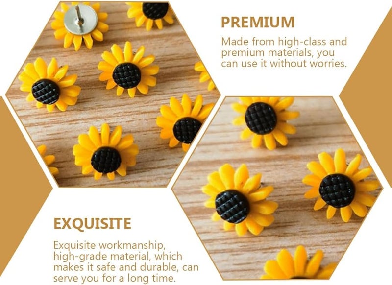 Sunflower Thumb Tacks 30Pcs 7X7X1 7Cm Decorative Push Pins for Office Classroom Cork Board - Image 4